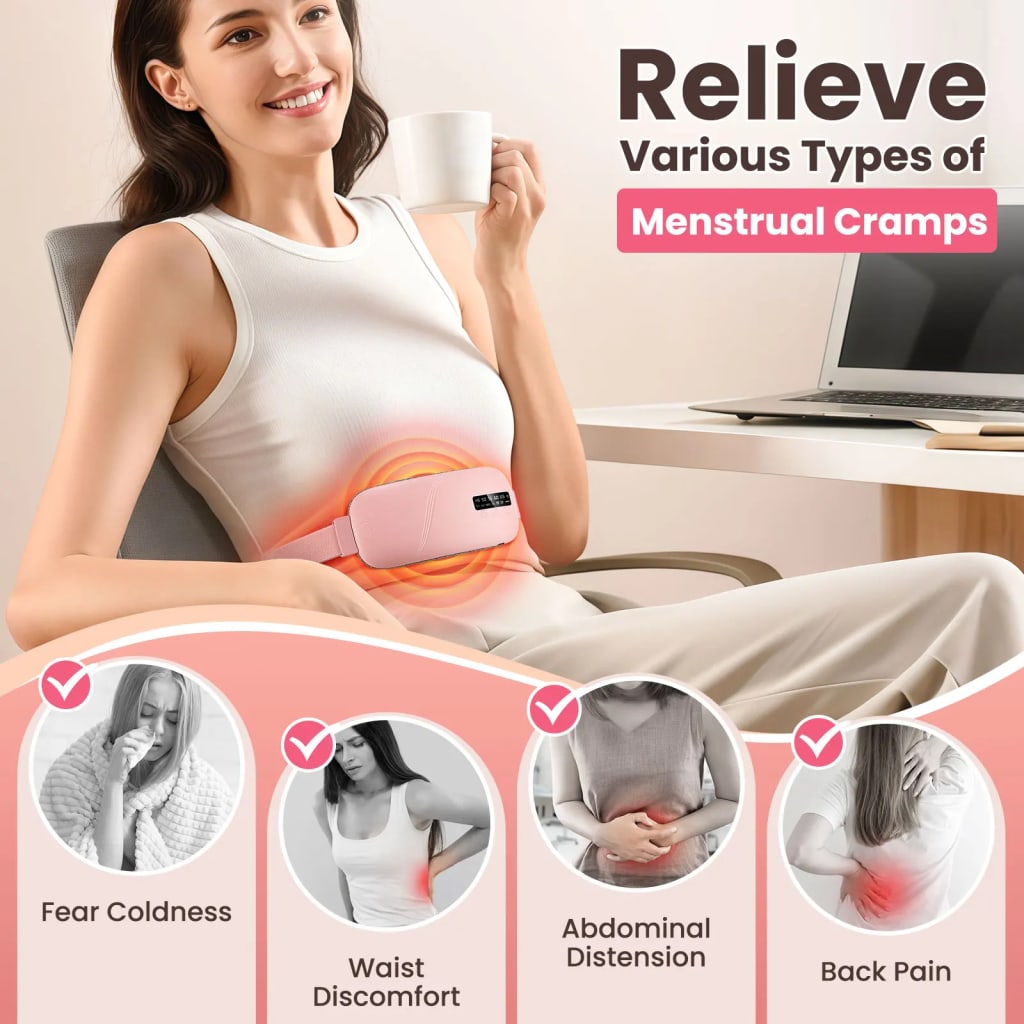Electric Heating Pad Menstrual Cramp Massager Belt Women Period Care Hot Compress Device Vibration Abdominal Ulter Warmer Belt - AliExpress